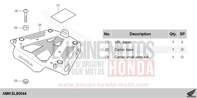 KIT,CARRIER BRKT (AL) de Africa Twin DCT MAT BALLISTIC BLACK METALLIC (NHA86) 2024
